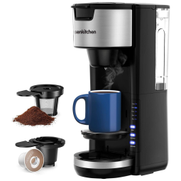 Cafeteira Elétrica Programável 2 em 1 com Tanque de 900 mL e Painel de Controle, 110v, BONSENKITCHEN CM8901, Preto