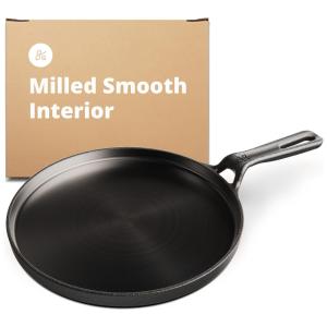 Frigideira de Ferro Fundido Profissional com Cabo Ergômomico, GREATER GOODS, Preto