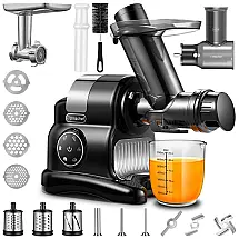 AMZCHEF Centrífuga de Frutas 5 em 1, Silencioso, 150W, 110V, Preta