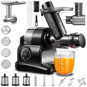 AMZCHEF Centrífuga de Frutas 5 em 1, Silencioso, 150W, 110V, Preta