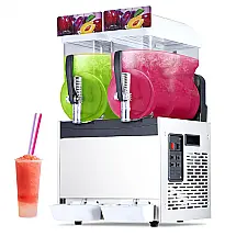 Máquina de Slush Raspadinha GarveeHome 2x15L Duplo Tanque Comercial Inox 110V