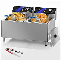 Fritadeira Elétrica Dupla Profissional 24 Litros de Capacidade, Aço Inoxidável, 240V 3300W, Worcest