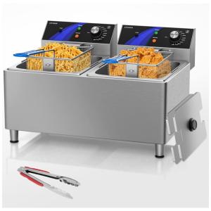 Fritadeira Elétrica Dupla Profissional 24 Litros de Capacidade, Aço Inoxidável, 240V 3300W, Worcest