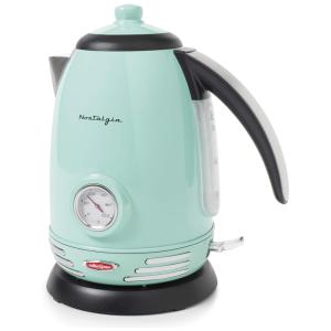 Retro Chaleira Elétrica 1.7L com Desligamento Automático, 1500W, Turquesa, 110v, NOSTALGIA WK17AQ, Azul turquesa