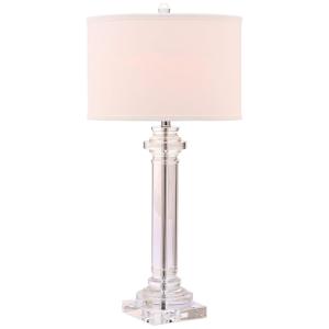 Abajur Luminária de Mesa com 76 cm de Altura para Quarto, Sala de Estar, Escritório e Mesa de Cabeceira, 110V 100W, Safavieh, Prata e Branco