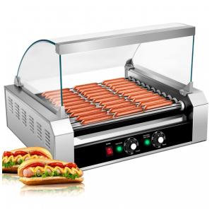 Máquina de Hot Dog Profissional Antiaderente até 30un Por Vez em Aço Inoxidável, 110V 1400W, KOTEK, Prata
