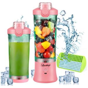 Liquidificador Portátil 650mL com Carregamento USB, 240W, Luoshivp, Rosa