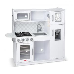 Cozinha Infantil em Madeira com Forno, Fogão, Micro-Ondas, Pia e Geladeira com Dispensador de Gelo, Melissa Doug, Branca