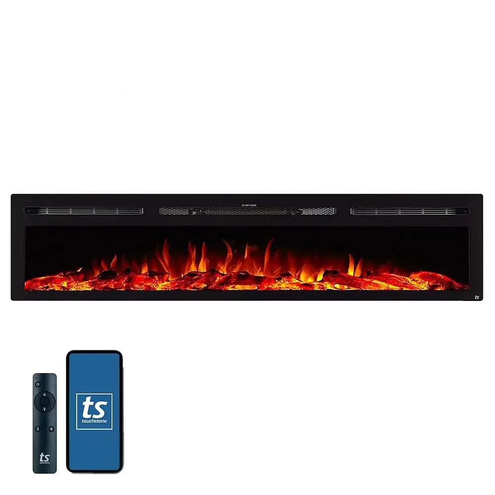 Lareira Elétrica 80043 de Embutir A53x213L com Controle Remoto e Chamas Multicolorida, 1500W, 110v, TOUCHSTONE, Preto