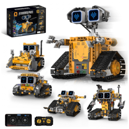 Kit de robô STEM 5 em 1 Sciencow com controle remoto e montagem modular amarelo e preto