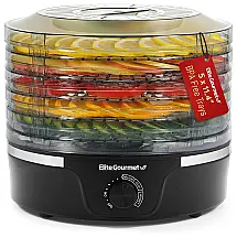 Desidratador de Alimentos com 5 Bandejas e Controle de Controle, 350W, 110v, ELITE GOURMET, Prateado
