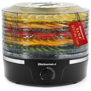 Desidratador de Alimentos com 5 Bandejas e Controle de Controle, 350W, 110v, ELITE GOURMET, Prateado