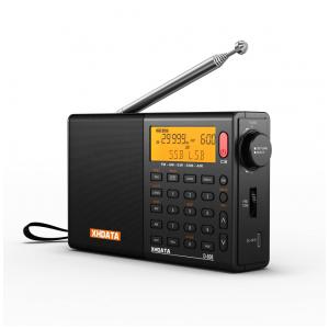 XHDATA D808 Rádio Portátil Multibanda AM FM SW LW Air Band com Display LCD e Relógio Alarme - Preto