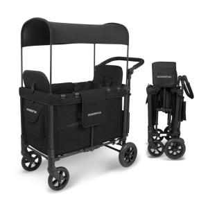 Carrinho de Passeio para 2 Crianças Multifuncional com Porta Objeto e Cobertura, até 90 kg, WONDERFOLD W2, Cinza Carvão