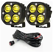 Farol de Milha LED Off Road com 8000 Lúmens e Luz Amarela IP68 11 a 30V, 80W, 2Un, BIGLION.X, Preto