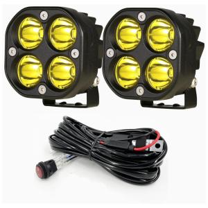 Farol de Milha LED Off Road com 8000 Lúmens e Luz Amarela IP68 11 a 30V, 80W, 2Un, BIGLION.X, Preto