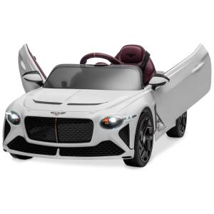Carro Elétrico Infantil Bentley Bacalar a Bateria 12V com 3 Velocidades, Luzes LED e Controle Remoto, Kidzone, Branco