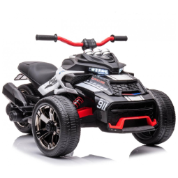 Moto Elétrica Triciclo Infantil com Pneu EVA Polimerizado de Plástico com Borracha, Luzes LED e Música, 24V, POSTACK, Preto