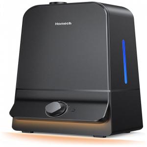 Homech Cool Mist Humidifier, 26dB Ultra Quiet, 6L Ultrasonic Air Humidifiers for Bedroom Large Room Babies, 90mm Water Inlet, Night Light