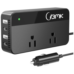 Inversor de Potência Automotivo 200W, 4 portas USB,c, Tela LCD, BMK BLUEMICKEY A2LG37GR6X8NOG, Preto