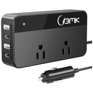 Inversor de Potência Automotivo 200W, 4 portas USB,c, Tela LCD, BMK BLUEMICKEY A2LG37GR6X8NOG, Preto