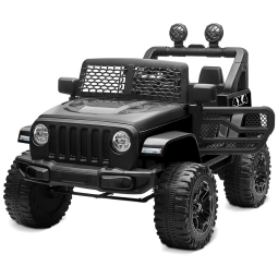 Carro Elétrico Infantil a Bateria 12V com 2 Assentos Luzes LED, MP3 e Controle Remoto, Kidzone, Preto