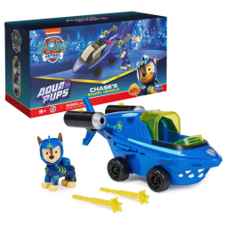 Veículo de Resgate de Tubarões do Chase com Uniforme de Mergulho Colecionável para Crianças Acima de 3 Anos, Patrulha Canina, Azul