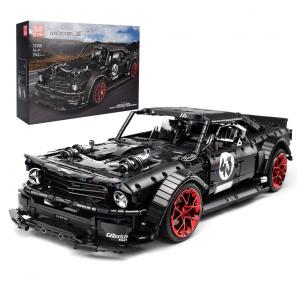 Kit de Construção Carro Mustang com 2943 Peças para Crianças e Adultos, Mould King 13108N, Preto