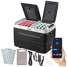 Geladeira Portátil 42L com Temperatura Dupla e Controle via APP, 00 240V AC 12V 24V DC, QNK, Preto