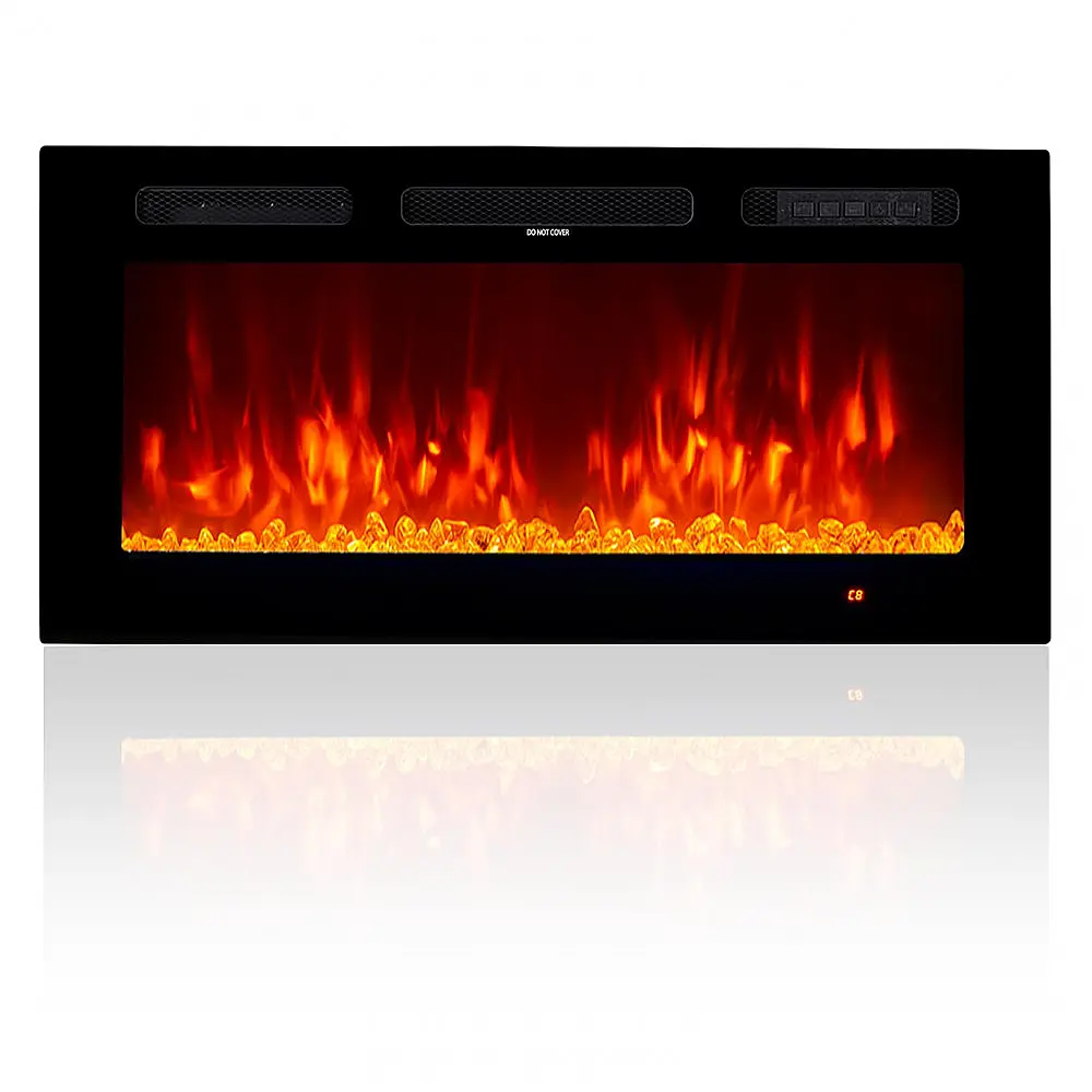 Lareira Elétrica oneinmil 91cm, Embutida na Parede c/ LED, 12 Chamas e Cores, Timer Ajustável, Controle Remoto com Tela - Aconchego