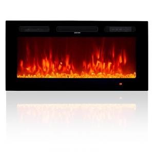 Lareira Elétrica oneinmil 91cm, Embutida na Parede c/ LED, 12 Chamas e Cores, Timer Ajustável, Controle Remoto com Tela - Aconchego