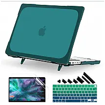 Capa Rígida Antichoque para MacBook Pro 16″ (Modelo A2485 – 2021/2022) com Suporte Dobrável e Acessórios – Cor Ciano escuro