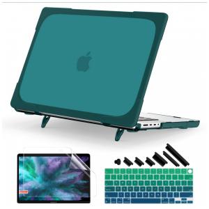 Capa Rígida Antichoque para MacBook Pro 16″ (Modelo A2485 – 2021/2022) com Suporte Dobrável e Acessórios – Cor Ciano escuro
