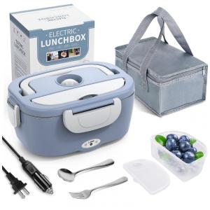 Marmita Elétrica Portátil 1,5L com Recipiente de Aço Inoxidável, 12V 110V, Herrfilk, Azul