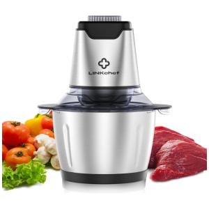 Processador de Alimentos até 8 Xícaras com 4 Lâminas em Aço Inoxidável, LINKChef, 110V 250W, Prata