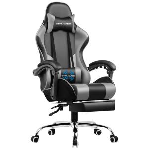 GTRACING Cadeira de Escritório Gamer Ergonômico e Ajustável com Apoio para Lombar, Preto