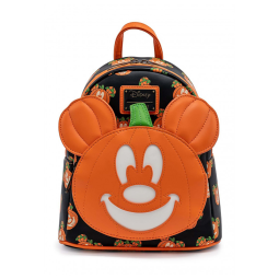 Mochila Escolar Infantil Loungefly Disney Mickey Mouse Abóbora Lanterna para Crianças a Partir de 5 Anos, Preta
