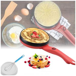 Máquina de panqueca portátil de crepe antiaderente de 8 com tigela de massa e batedor de ovos para crepes, panquecas, tortilhas