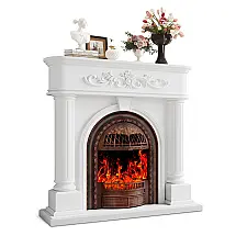Lareira Elétrica BlankSpace 128x117cm 1400W Madeira Coluna Romana Rack TV 110V