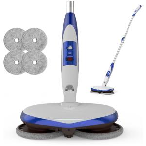 Esfregão Mop Elétrico sem Fio à Bateria Tanque de 250 mL com Farol LED, 110v, GOBOT, Azul