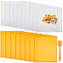 Kit Tapetes Desidratador Thenshop Laranja 8 Bandejas Silicone Bordas Altas 10 Telas Mesh Raspador