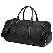 Bolsa de Viagem Masculina Clássica de Couro, Café, BOSTANTEN B8164011K 10, Marrom Escuro