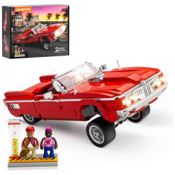 Conjunto de blocos de montar Lumibricks Low Rider Big Red carro vermelho com iluminação LED, 969 peças