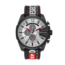 Relógio Masculino Analógico de Quartzo com Pulseira de Nylon e Cronógrafo, Diesel DZ4512, Preto e Branco