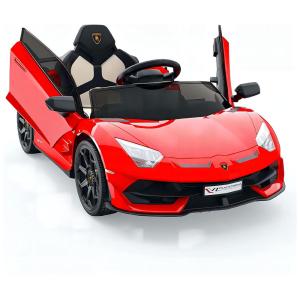 Carro Elétrico Infantil a Bateria com Controle Remoto, 2 Velocidades, Som, Faróis LED e Portas Hidráulicas, 12V, Hetoy Lamborghini, Vermelho