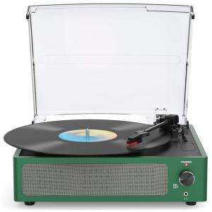 Toca-discos de Vinil com Alto-falantes, Bluetooth, 3 Velocidades, Auto Stop, Design Vintage - Verde Grama,WOCKODER
