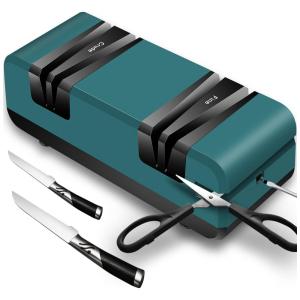 Afiador de Facas Elétrico 4 em 1 para Todos os Tipos de Facas, Canivetes e Tesouras, 110v, ENUTOGO, Azul turquesa