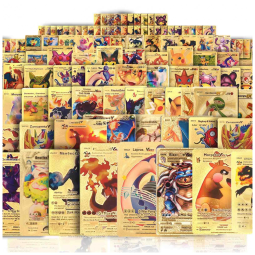 Baralho 55 PCS Gold Cards Packs Vmax V EX GX Rare Golden Cards dourado com 55 cartas foil colecionáveis sem cartas repetidas