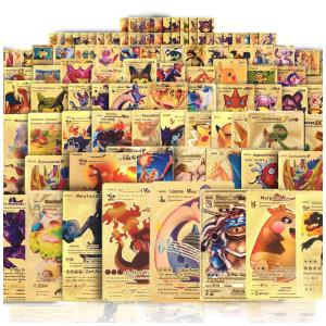 Baralho 55 PCS Gold Cards Packs Vmax V EX GX Rare Golden Cards dourado com 55 cartas foil colecionáveis sem cartas repetidas