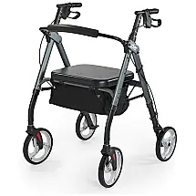 Andador Adulto Idoso com Apoio de Braço, Assento Acolchoado e Cesto, Suporta até 180 kg, ZLER, Cinza